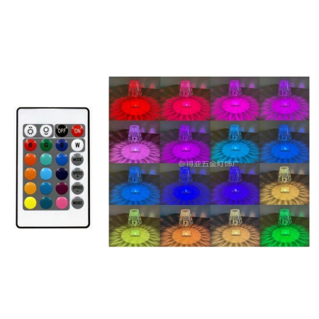 Lampa de birou pe LED RGB 16, , dimmer tactil, 3 nivele de intensitate, incarcare USB, 3W, Cristal Acrilic, 26x12 cm, cu telecomanda, transparent [5]