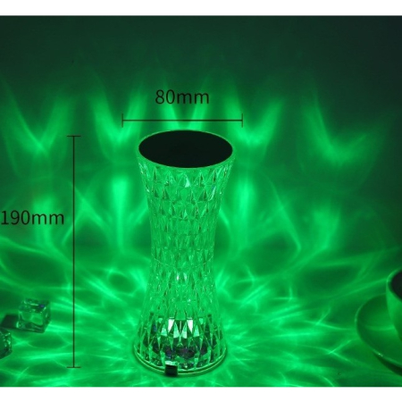 Lampa de birou pe LED RGB 16, , dimmer tactil, 3 nivele de intensitate, incarcare USB, 3W, Cristal Acrilic, 8x19 cm, cu telecomanda, forma vaza, model 2, transparent [7]