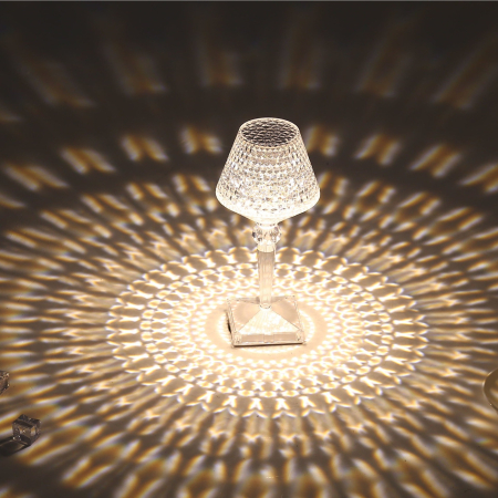 Lampa de birou pe LED RGB 16, , dimmer tactil, 3 nivele de intensitate, incarcare USB, 3W, Cristal Acrilic, cu telecomanda, forma pahar, transparent [3]