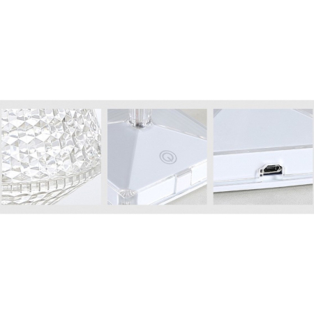 Lampa de birou pe LED RGB 16, , dimmer tactil, 3 nivele de intensitate, incarcare USB, 3W, Cristal Acrilic, cu telecomanda, forma pahar, transparent [6]