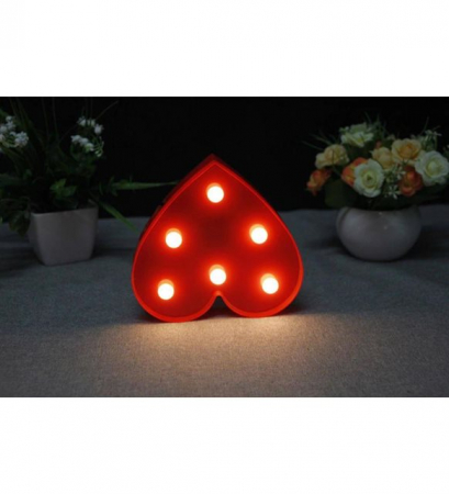 Lampa de Veghe cu Lumina Ambientala cu 6 Becuri LED Lumina Calda - Inimioara, Rosu [6]