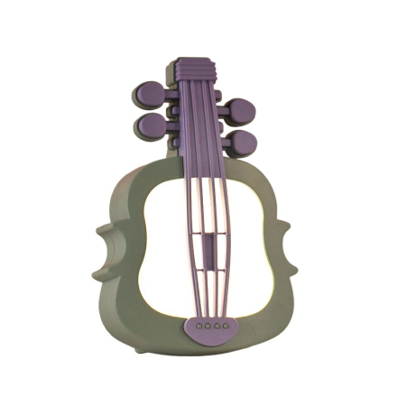 Lampi de veghe - Lampa de Veghe, , cu Protectie pentru Ochi, Model Violina, Lumina Calda, Incarcare USB, ABS, 14.3x5x9.9 cm, Verde/ Mov