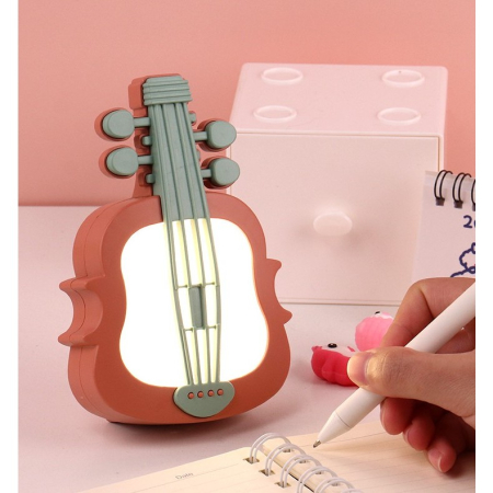 Lampa de Veghe, , cu Protectie pentru Ochi, Model Violina, Lumina Calda, Incarcare USB, ABS, 14.3x5x9.9 cm, Verde/ Rosu [3]