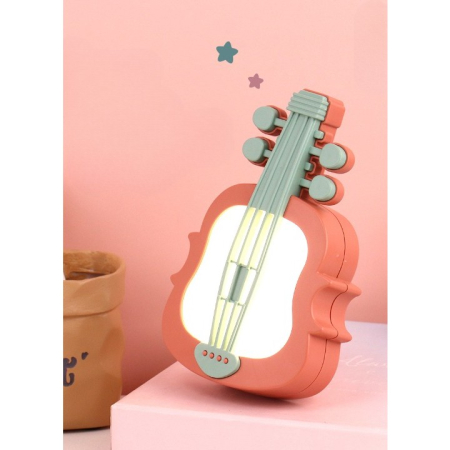 Lampa de Veghe, , cu Protectie pentru Ochi, Model Violina, Lumina Calda, Incarcare USB, ABS, 14.3x5x9.9 cm, Verde/ Rosu [4]