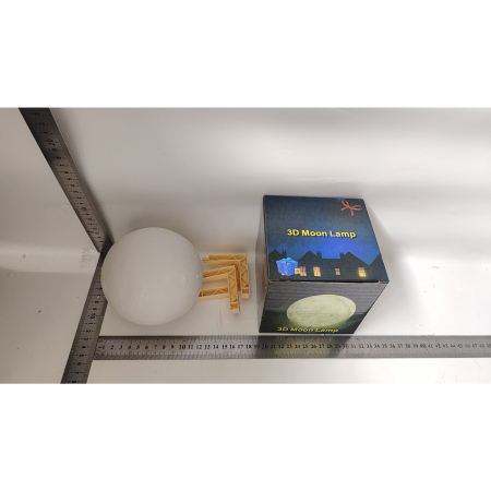 Lampa de veghe luna 3D Moon Light, lumina LED alb cald, alimentare baterii, fara acumulator, stand din plastic inclus, 12 cm,  [9]