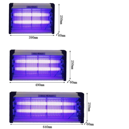 Lampa Electrica UV Anti Insecte, , Lumina Neon, 2 tuburi cu putere de 30W, Suspensie Perete, Carcasa din Plastic Metalica, 49 x 25 x 6 cm Alb Negru [1]