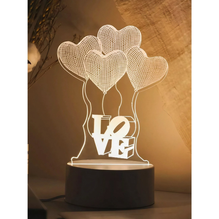 Lampa LED decorativa, , 3D, Baloane Love, din material acril si lumina multicolora, alb [2]