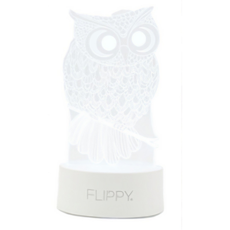 Lampa LED decorativa, , 3D, Bufnita, cu USB si baterii, 20 cm inaltime, din material acril, lumina multicolora si telecomanda inclusa, alb [9]