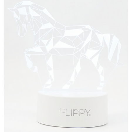 Lampa LED decorativa, , 3D, Cal, cu telecomanda, doua moduri de alimentare USB si baterii, 20 cm inaltime, din material acril si lumina multicolora, alb [2]