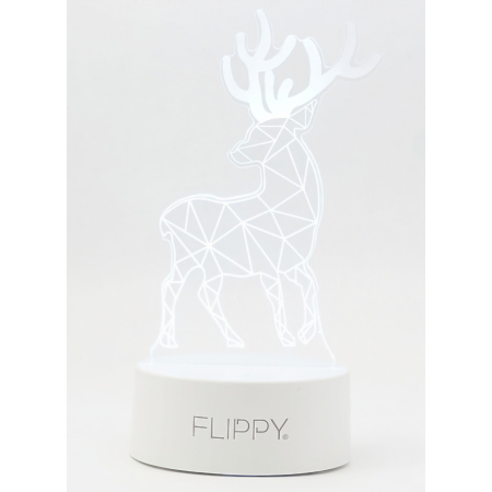 Lampa LED decorativa, , 3D, Cerb, cu telecomanda, doua moduri de alimentare USB si baterii, 20 cm inaltime, din material acril si lumina multicolora, alb [5]