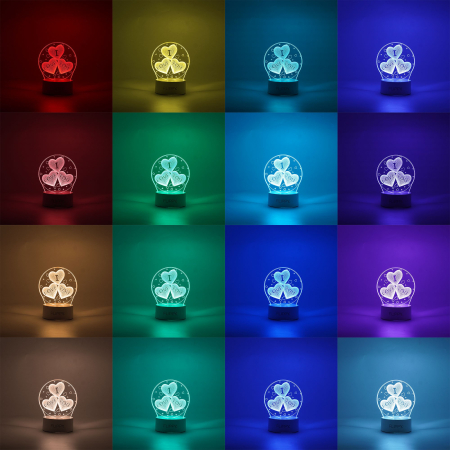 Lampa LED decorativa, , 3D, cu text "I love you", doua moduri de alimentare USB si baterii, 20 cm inaltime, din material acril si lumina multicolora, alb [1]