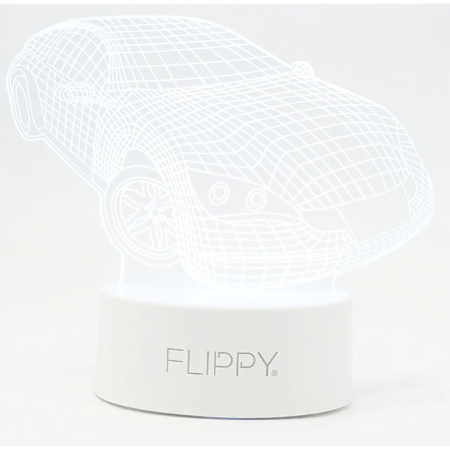 Lampa LED decorativa, , 3D, Masina Sport, doua moduri de alimentare USB si baterii, 20 cm inaltime, din material acril si lumina multicolora, alb [5]