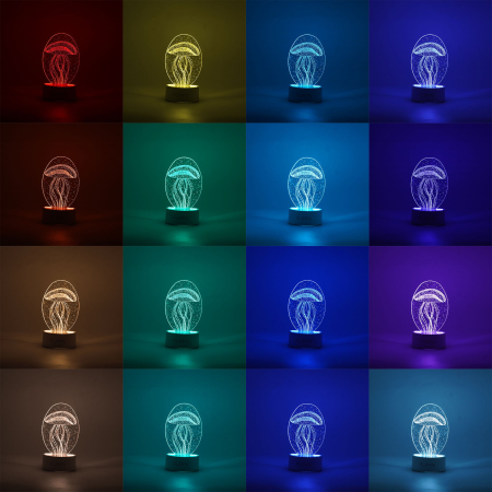 Lampa LED decorativa, , 3D, Meduza, din material acril si lumina multicolora, alb [1]