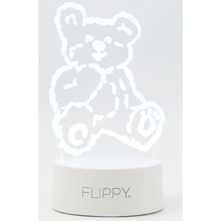 Lampa LED decorativa, , 3D, Ursulet, cu telecomanda, doua moduri de alimentare USB si baterii, 20 cm inaltime, din material acril si lumina multicolora, alb [2]