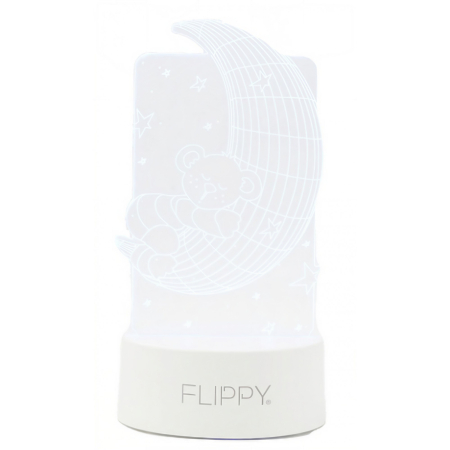 Lampa LED decorativa, , 3D, Ursulet si Semiluna, cu telecomanda, doua moduri de alimentare USB si baterii, 20 cm inaltime, din material acril si lumina multicolora, alb [8]