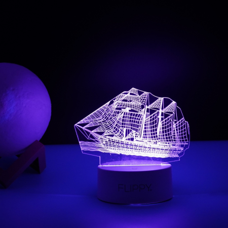 Lampa LED decorativa, , 3D, Vapor, cu telecomanda, doua moduri de alimentare USB si baterii, 20 cm inaltime, din material acril si lumina multicolora, alb [4]