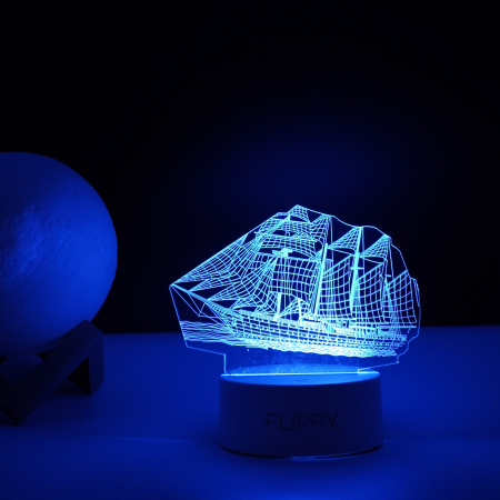 Lampa LED decorativa, , 3D, Vapor, cu telecomanda, doua moduri de alimentare USB si baterii, 20 cm inaltime, din material acril si lumina multicolora, alb [2]