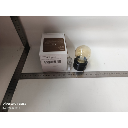 Lampa LED Decorativa sub forma de Bulb, Retro pentru interior, Negru/ Transparent, 5 V, 500 mA, ABS, Lumina Calda, Incarcare USB, Autonimie 12 Ore, Comutator Metalic, , 11x7x6 cm [1]