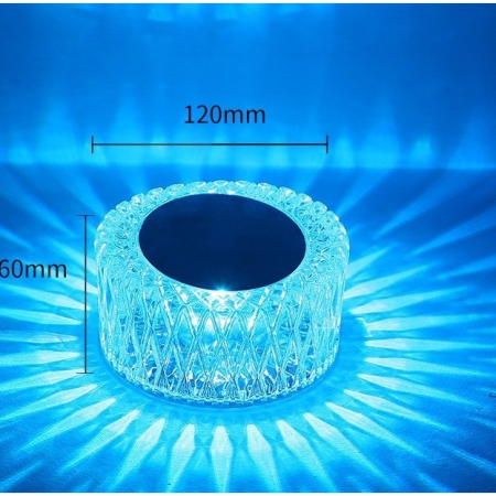 Lampa LED RGB 16, , 3 Nivele de Intensitate, Incarcare USB, 3W, Cristal Acrilic, 6x12 cm, Telecomanda, Transparent [6]