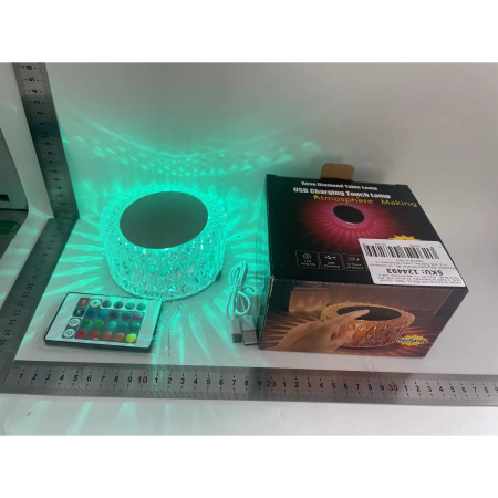 Lampa LED RGB 16, , 3 Nivele de Intensitate, Incarcare USB, 3W, Cristal Acrilic, 6x12 cm, Telecomanda, Transparent [7]