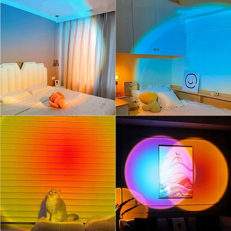 Lampa LED tip Proiector cu 16 culori, , Rotire 360 de Grade, Incarcare USB, cu Telecomanda, Intrerupator, pentru Podea, Tavan, Perete, 26x12 cm, Negru [1]