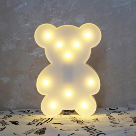 Lampa de Veghe cu Lumina Ambientala cu 10 Becuri LED Lumina Calda - Ursulet, Alb [2]