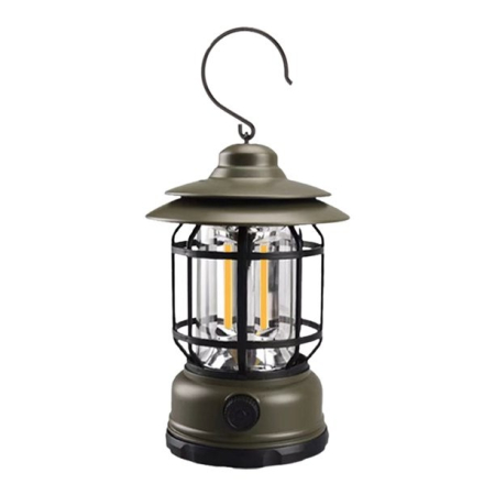 Lampa portabila camping, Felinar Vintage cu carlig, ABS, Iluminare 21 COB LED, Intensitate reglabila, 5W, , Verde [3]