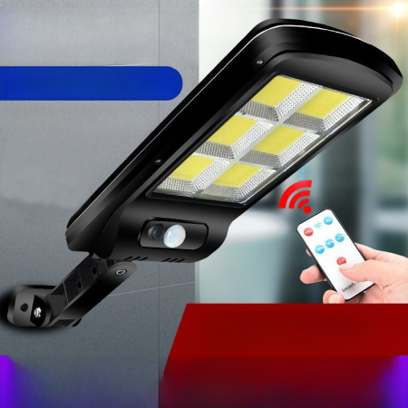 Lampa Solara De Exterior LED , 36 cm x 11.5 cm, 2880 Lumeni 120 COB LED 24 W - echivalent 192 W bec incadescent, IP65, Senzor de Miscare, Senzor de Lumina, 6 Grile, Alb Rece [7]