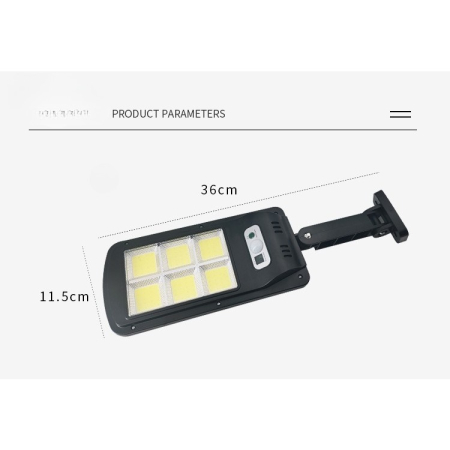 Lampa Solara De Exterior LED , 36 cm x 11.5 cm, 2880 Lumeni 120 COB LED 24 W - echivalent 192 W bec incadescent, IP65, Senzor de Miscare, Senzor de Lumina, 6 Grile, Alb Rece [3]