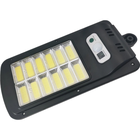 Lampi solare - Lampa Solara De Exterior LED , 36 cm x 11.5 cm, kit montare inclus, 2880 Lumeni 120 COB LED 24 W - echivalent 192 W bec incadescent, IP65, Senzor de Miscare, 3 moduri de iluminare, Senzor de Lumina, 12 Grile, Alb Rece
