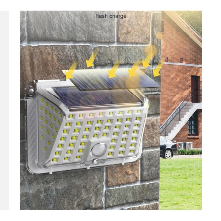 Lampa solara de perete , 90 LED-uri SMD, senzor de miscare, IP65, 1200mAh, material ABS, lumina alb rece, alb [4]