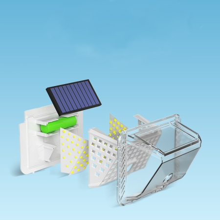 Lampa solara de perete , 90 LED-uri SMD, senzor de miscare, IP65, 1200mAh, material ABS, lumina alb rece, alb [2]