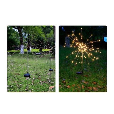 Lampa Solara, , Decor Gradina, Model Fireworks/Artificii, din Sarma de Cupru, 120 LED-uri, 55W, 90 cm, Alb Cald [5]