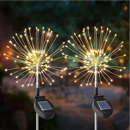 Lampa Solara, , Decor Gradina, Model Fireworks/Artificii, din Sarma de Cupru, 120 LED-uri, 55W, 90 cm, Alb Cald [7]