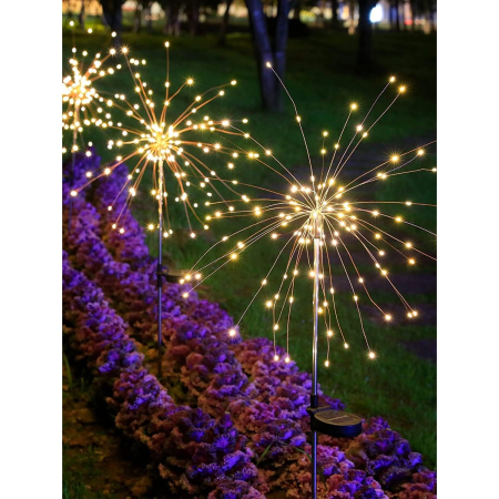 Lampa Solara, , Decor Gradina, Model Fireworks/Artificii, din Sarma de Cupru, 120 LED-uri, 55W, 90 cm, Alb Cald [4]