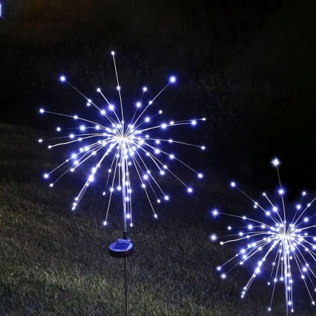 Lampa Solara, , Decor Gradina, Model Fireworks/Artificii, din Sarma de Cupru, 120 LED-uri, 55W, 90 cm, Alb Rece [2]