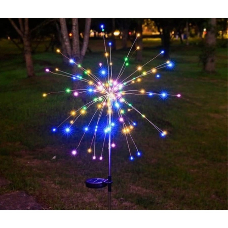 ✨TOATE PRODUSELE✨ - Lampa Solara, , Decor Gradina, Model Fireworks/Artificii, din Sarma de Cupru, 120 LED-uri, 55W, 90 cm, Multicolor