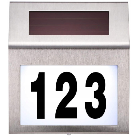 Cutii postale - Lampa solara LED afisare numar de casa, inox, kit montare inclus, 20x18x3 cm