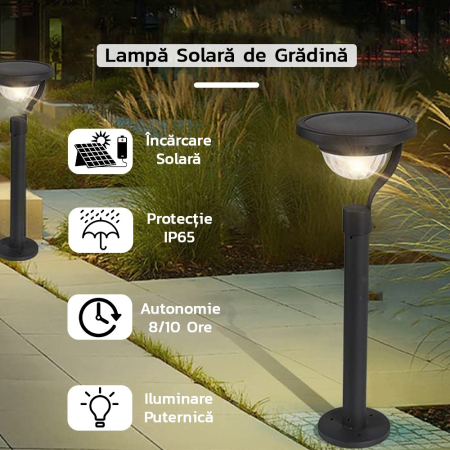 ✨TOATE PRODUSELE✨ - Lampa solara LED cu 2 moduri de fixare, IP65, material ABS, baterie 4.5 V, 200 mah, 450 Lumeni, 42.5 x 15 cm, alb cald,