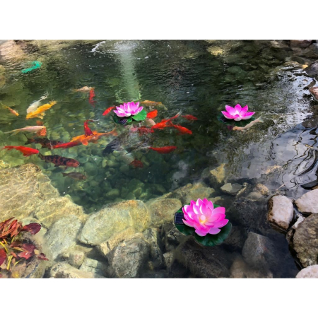 Lampa solara LED de gradina, plutitoare pe apa, floare de nufar roz, 18x18x6cm [2]