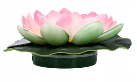 Lampa solara LED de gradina, plutitoare pe apa, floare de nufar roz, 18x18x6cm [6]