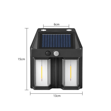 Lampa Solara LED Decorativa de Perete, , pentru Exterior, Suspendata, 800mAh, 15x13x6 cm, Neagra [4]