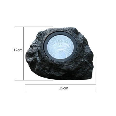 Lampa solara LED decorativa pentru gradina , imitatie piatra, lumina puternica 4 LED-uri, 12 x 15 cm, material ABS, baterie Ni-MH, 600 mAh, panou solar 2V, lumina alb rece, gri [5]