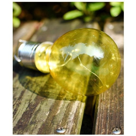 Lampa Solara LED Decorativa sub forma de Bulb, pentru exterior, suspendata, IP65, Ultron Galben,  [1]