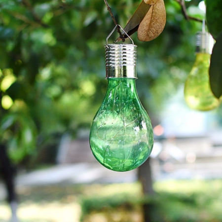 Lampa Solara LED Decorativa sub forma de Bulb, pentru exterior, suspendata, IP65, Ultron Verde,  [3]