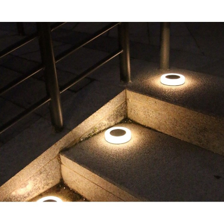 Lampa solara LED, sub forma de cerc, pentru gazon sau gradina, Rezistenta la apa, , Alb cald [4]