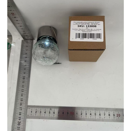 Lampa Solara , LED, Tip Candelabru Mic, Cu Bila Din Sticla Crapata, Exterioara, Impermeabila, Iluminare 6-12 H, Alb [1]