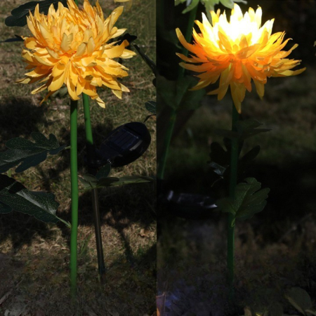 Lampa Solara LED tip Crizantema cu o floare pentru Gradina, Inaltime 80 cm,  [6]