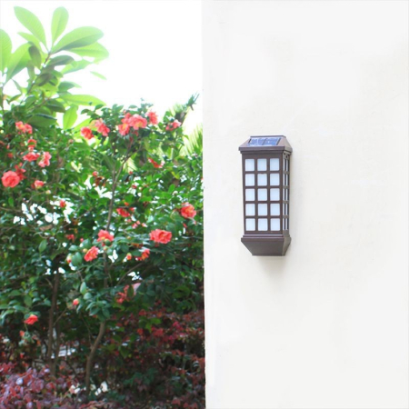 Lampa solara LED tip Felinar pentru perete , 23 x 9 cm, 1.2V, ABS, 600mAh, rezistent la apa, alb rece [3]