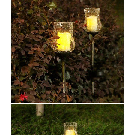 Lampa solara LED tip Lalea pentru gradina , inaltime 55 cm, material sticla si ABS, 2V, ABS, 600mAh, alb cald [1]